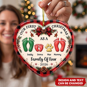 Custom First Christmas Ceramic Ornament - Personalized Christmas Baby Shower Gifts For New Moms, New Dads, New Parents - Walking Together In Love