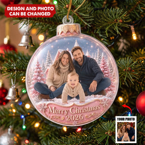 Custom Photo Acrylic Ornament - Personalized Christmas Baby Shower Gifts For New Moms, New Dads, New Parents - Love That Sparkles Forever