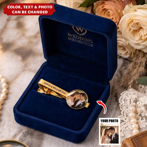 Custom Photo Romantic Wedding Couple - Personalized Tie Clip