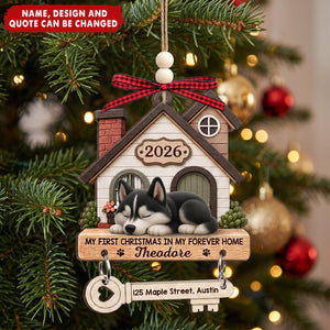 Custom First Christmas Wooden Ornament With Tag - Personalized Christmas Birthday Gifts For Dog Cat Lovers, Dog Dad And Mom, Cat Owners - Curled Up In Love