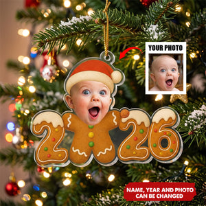 Baby First Christmas Gingerbread Cookie Custom Photo - Personalized Ornament