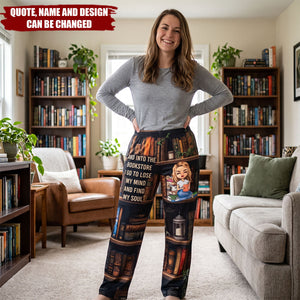 Just A Girl Who Loves Books - Personalized Lounge Pants With Pockets, Custom Pajama Pants, Gift For Her