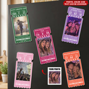 Custom Concert Ticket With Photo Music Event For Fans, Music Lovers - Personalized Magnet
