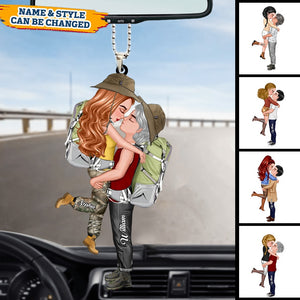 Doll Couple Camping Kissing Hugging, Camping For Life Personalized Car Ornament