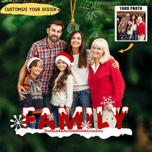 Family Shineful Snow Decoration Ornament Personalized Photo Ornament