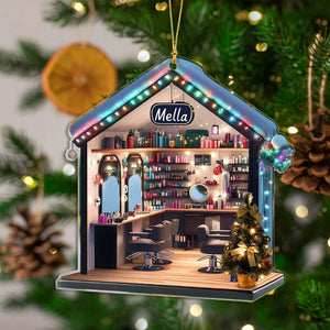 Personalized Hair Salon Acrylic Ornament - Hairstylist Gifts