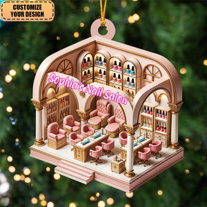 Personalized Nail Salon Christmas Tree Hanging Ornament