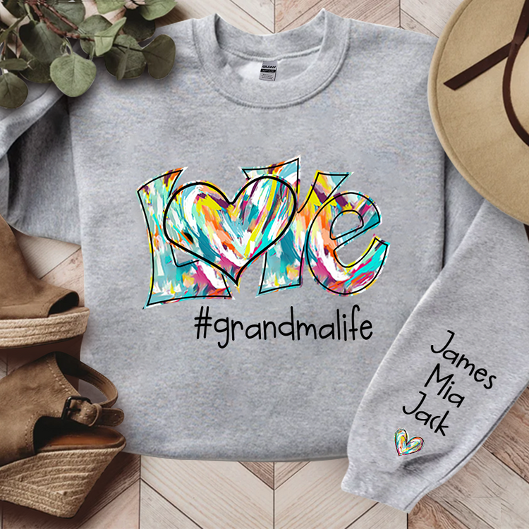 Love Grandma Mom Life Fall Autumn Color Clipart Custom Sweatshirt