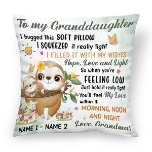 Personalized Granddaughter Grandson Sloth Hug This Pillow
