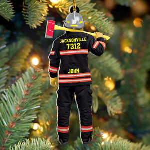 Personalized Firefighter Department Name Shaped Acrylic Christmas Ornament