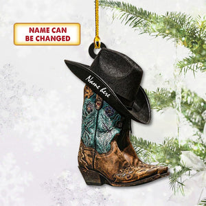 Personalized Cowgirl Boots And Hat Acrylic Ornament Hg98