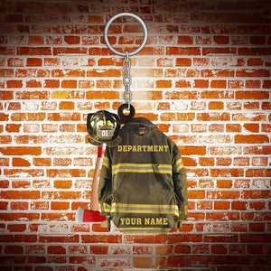 Ersonalized Firefighter Keychain, Custom Shaped Flat Keychain, Gift For Firefighter