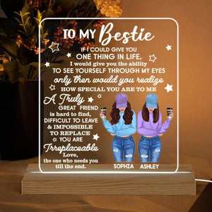 Stars To My Bestie Front View Besties Personalized Custom Shape Acrylic Plaque Warm LED Light Night