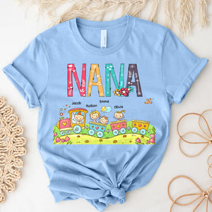 Grandma Mom Cute Kids On The Train Of Love Birthday Anniversary Gift Personalized Tshirt