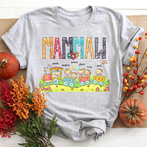 Grandma Mom Cute Kids On The Train Of Love Birthday Anniversary Gift Personalized Tshirt