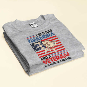 4th of July Veteran Grandpa Kids Hands To Hands, Nothing Scares Me Personalized Shirt