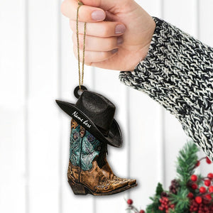 Personalized Cowgirl Boots And Hat Acrylic Ornament Hg98
