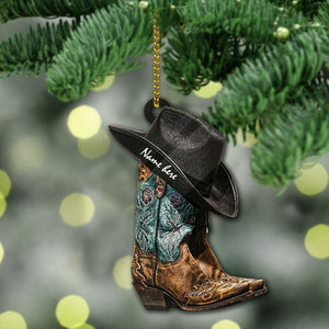 Personalized Cowgirl Boots And Hat Acrylic Ornament Hg98
