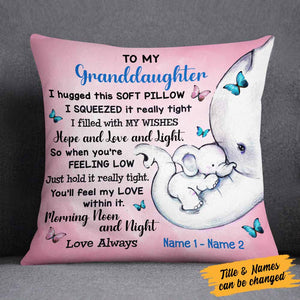 Personalized Granddaughter Elephant Pillow