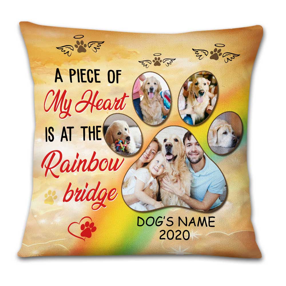 Personalized Dog Memo Photo Rainbow Bridge Pillow