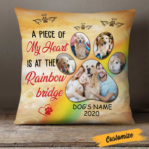 Personalized Dog Memo Photo Rainbow Bridge Pillow
