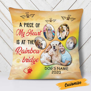 Personalized Dog Memo Photo Rainbow Bridge Pillow