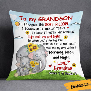 Personalized Mom Grandma Son Grandson Elephant Pillow