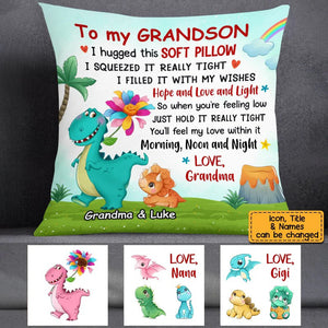 Personalized Hug This Pillow Grandmasaurs Dinosaur Flower
