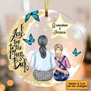 Grandma Love You To The Moon And Back Acrylic Circle Ornament