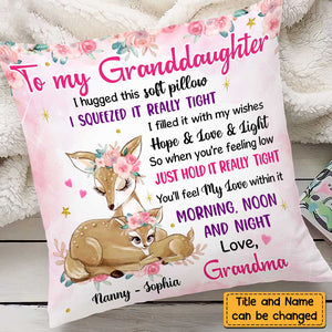 Personalized Granddaughter Deer Hug This Pillow