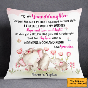 Personalized Grandma Granddaughter Elephant Pillow