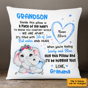 Personalized Elephant Grandson Pillow