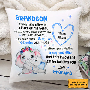 Personalized Elephant Grandson Pillow