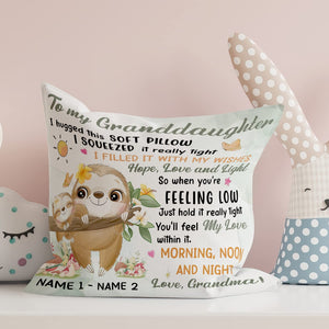 Personalized Granddaughter Grandson Sloth Hug This Pillow