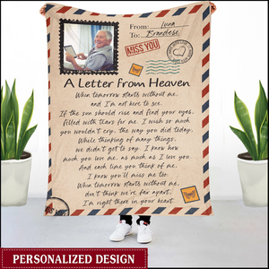 (Photo Inserted) A Letter From Heaven - Personalized Blanket - Loving Gift For Family Members With Lost One