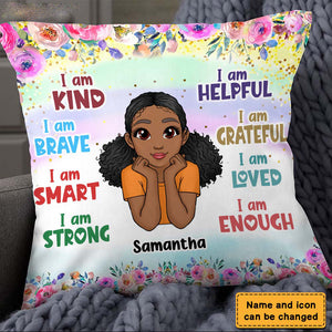 Daughter Granddaughter Kids Affirmations I Am Kind I Am Smart Pillow