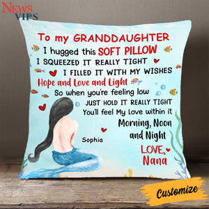 Personalized Granddaughter Mermaid Under The Ocean Pillow