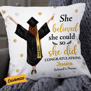 Personalized Graduation Girl She Did It Pillowcase