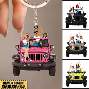 Personalized Off-Road Bestie And Pet Keychain Gift For Journey Girls