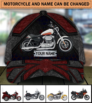 Motorcycle Black Red Personalized Cap