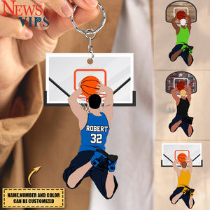 Personalized Basketball Slam Dunk Shaped Keychain For Basketball Lovers