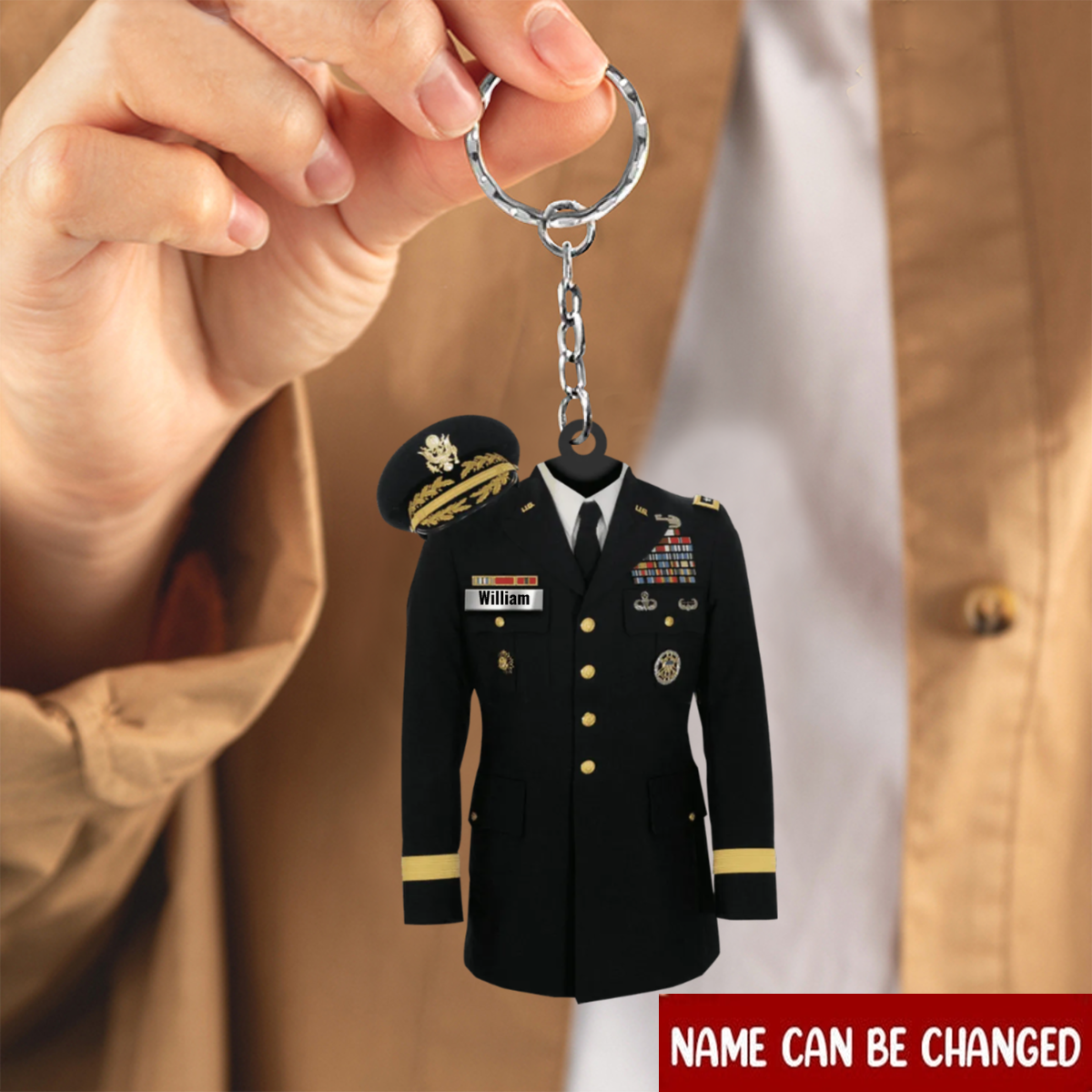 Male Army Uniform Personalized Acrylic Keychain