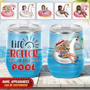 Day Drinking At The Pool Is My Happy Place - Personalized Tumbler