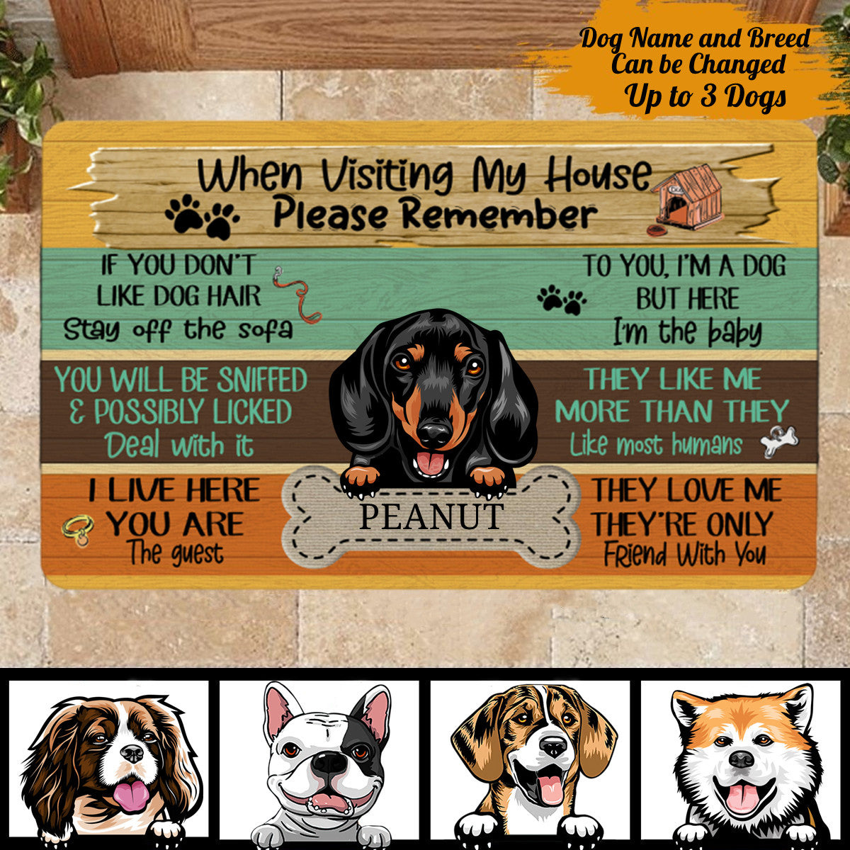 Please Remember When Visiting Dogs House Personalized Doormat