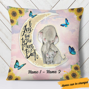 Personalized To The Moon And Back Elephant Mom Pillow