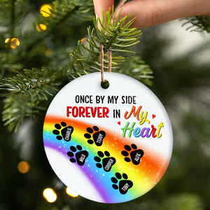 My Heart Is At The Rainbow Bridge - Dog Cat Memorial Gift - Personalized Custom Circle Ceramic Ornament