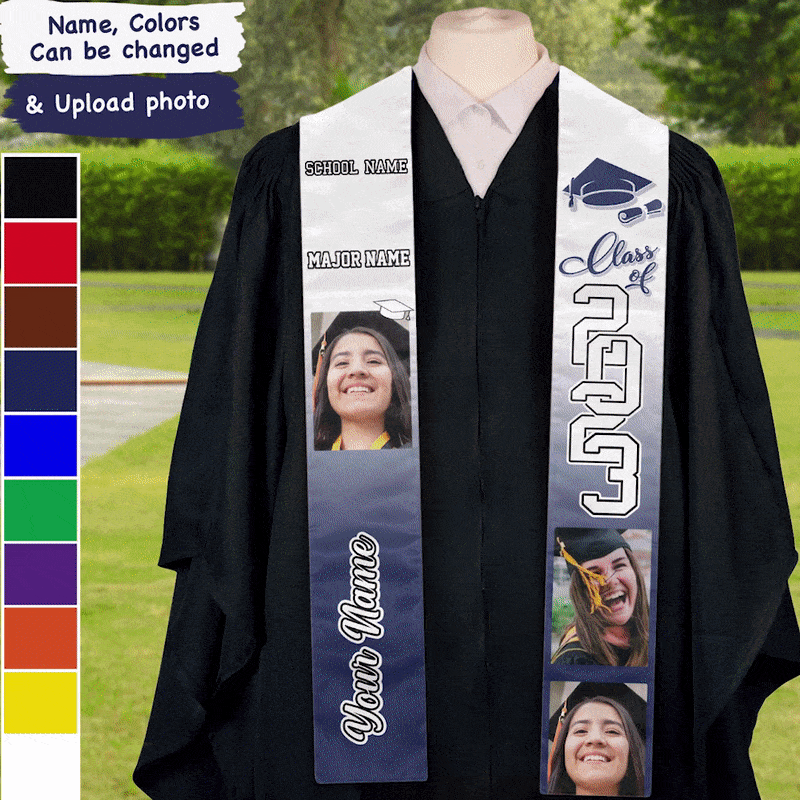 Class of 2024 Best Gift For Graduation's Day - Upload Image - Personalized Graduation Stole