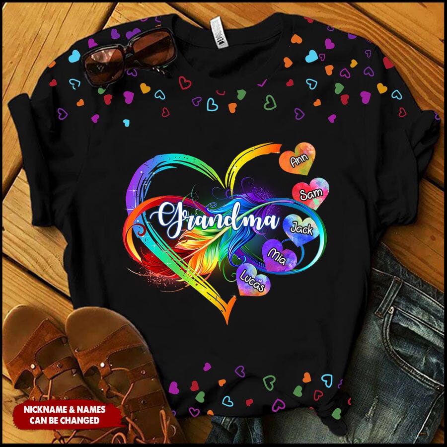 Personalized Grandma Mom Heart Infinity Best Gift T-shirt