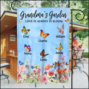 Grandma Mom's Garden Butterfly Kids, Love Is Always In Bloom Personalized Flag