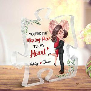 The Missing Piece Couple Heart Fingerprint Personalized Puzzle Acrylic Plaque